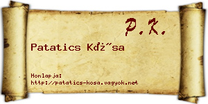 Patatics Kósa névjegykártya